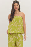 Lime Green Palms Strapless Top