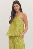 Lime Green Palms Strapless Top
