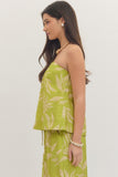Lime Green Palms Strapless Top