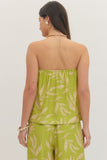Lime Green Palms Strapless Top