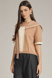 Brown Dotted Hood Scarf Top