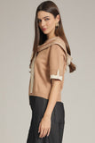 Brown Dotted Hood Scarf Top