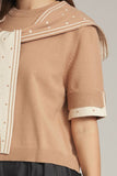 Brown Dotted Hood Scarf Top