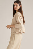 Scalloped Edge Mock Neck Sweater