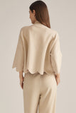 Scalloped Edge Mock Neck Sweater