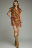 Brown Border Patterned Short Sleeve
