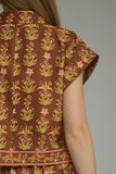 Brown Border Patterned Short Sleeve