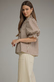 Brown Stripe Ruffle Top