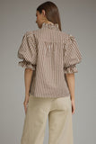 Brown Stripe Ruffle Top