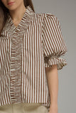 Brown Stripe Ruffle Top
