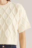 Cream Textured Diamond Sweater