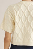 Cream Textured Diamond Sweater