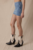 Blue Denim Side Zipper Skort