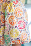 Multi Color Embroidered Puff Sleeve Top