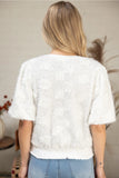 Ivory 3D Floral Puff Sleeve Top