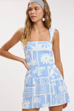 Sky Blue Tile Mini Dress