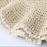 Lace Trim Straw Bucket Hat