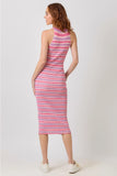 Pink Mix Stripe Sleeveless Knit Dress