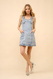 Light Wash Denim Dress With Buckle Straps