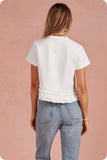 White Ruffle Frill Angled Hem Top