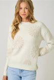 Ivory Floral Flocked Sweater