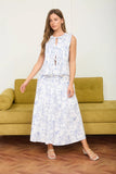 Floral Toile Sleeveless Top & Skirt Set