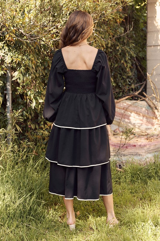 Black Tiered Midi with Ivory Piping  Fashion Cupcake