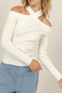 Cream Criss Cross Off the Shoulder Top