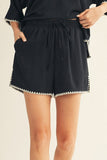 Soft Black Crinkle Short Set