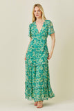 Green Patterned Tiered Maxi