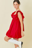 Red Bubble Hem Dress