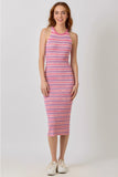 Pink Mix Stripe Sleeveless Knit Dress