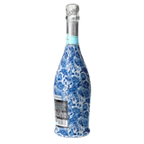 Blue Porcelain Roses Prosecco Bottle Wrap