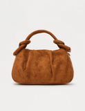 Brown Suedette Knot Handle Handbag
