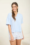 Baby Blue Notch Cuff Top