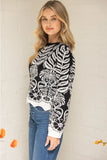 Black & White Scalloped Hem Sweater