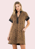 Leopard Print Short Sleeve Dress