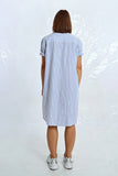 Light Blue Iridescent Striped Shirt Dress