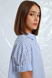 Light Blue Iridescent Striped Shirt Dress