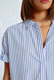 Light Blue Iridescent Striped Shirt Dress