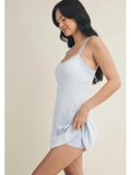 Blue Double Layer Gingham Dress