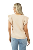 Cream Black Bow Front Ruffle Top