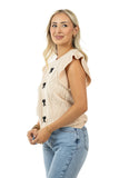 Cream Black Bow Front Ruffle Top