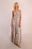 Tan Strappy Printed Maxi Dress