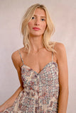 Tan Strappy Printed Maxi Dress
