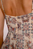 Tan Strappy Printed Maxi Dress
