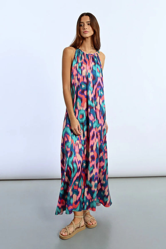 Bright Green & Purple Pattern Maxi
