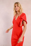 Deep V-Neck Red Maxi Dress