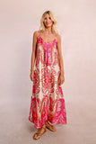 Pink Paisley Strappy Pattern Max Dress