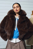 Short Brown Faux Fur Coat